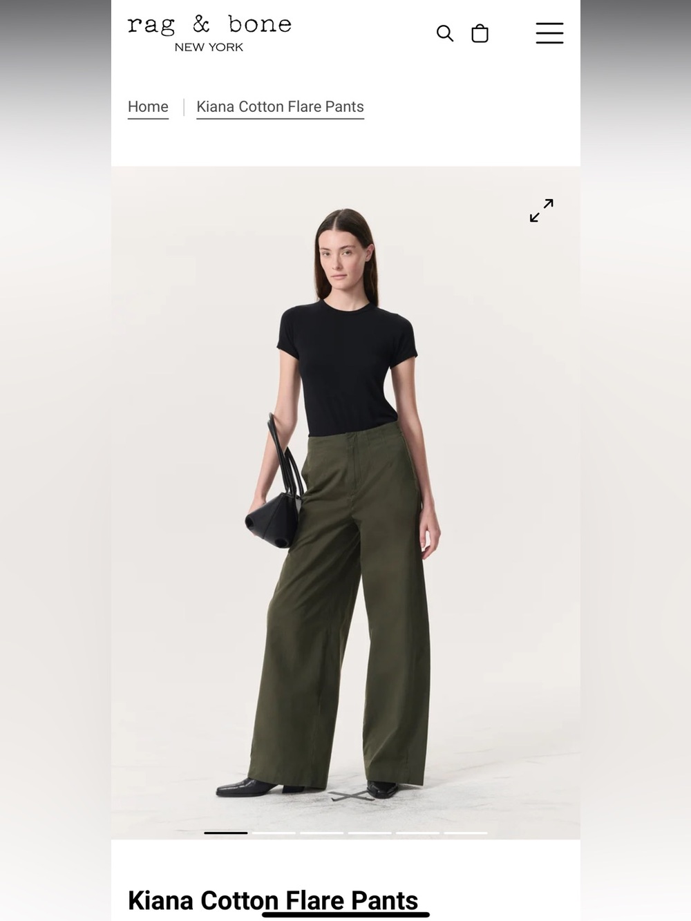 rag & bone Olive Wide Leg Cotton Trousers